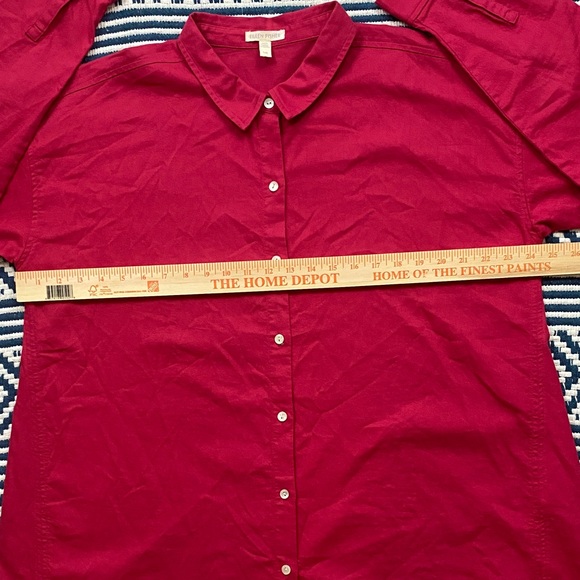 Eileen Fisher Pink Organic Cotton Twill Classic Collar Button Down Shirt Size L - Picture 5 of 12